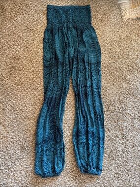 Women's Teal Patterned Harem Pants